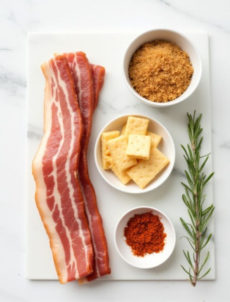 Ingredients for smoked candied bacon crackers